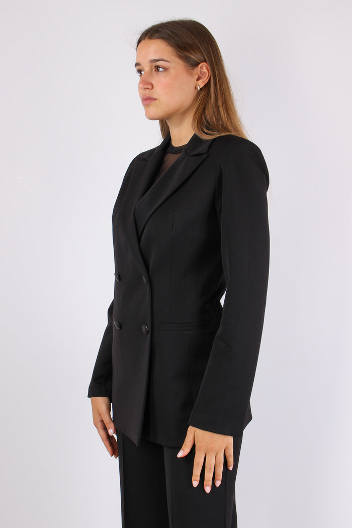 Giacca Doppiopetto Gabardina Nero-3
