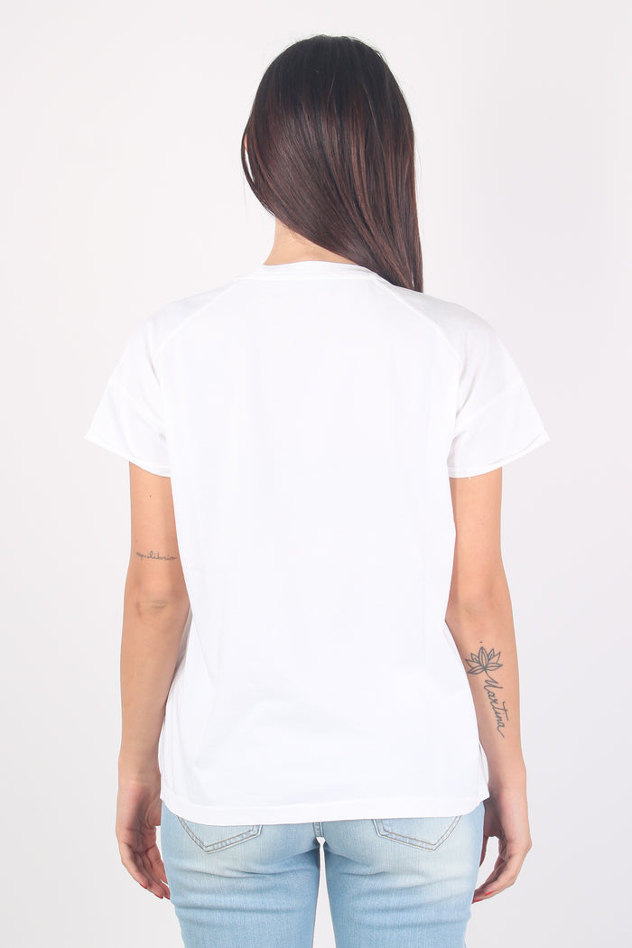 T-shirt Perle Collo Bianco-3