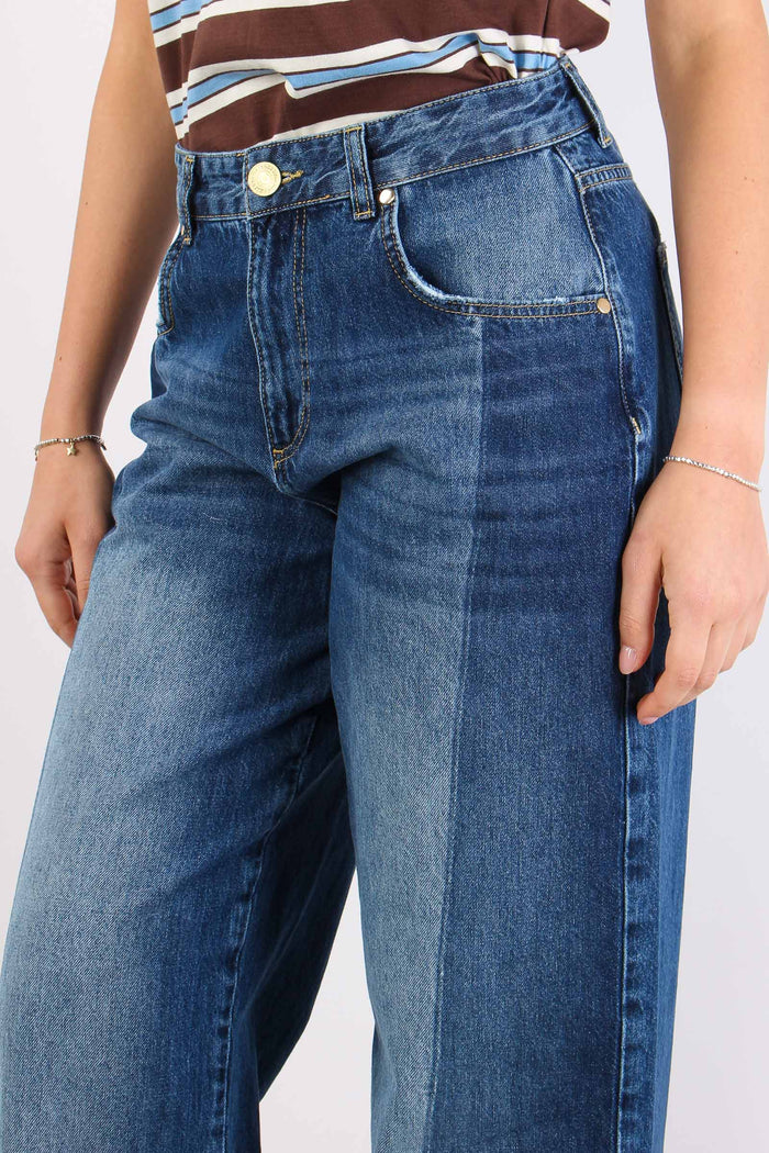 Jeans Banda Contrasto Blu-8