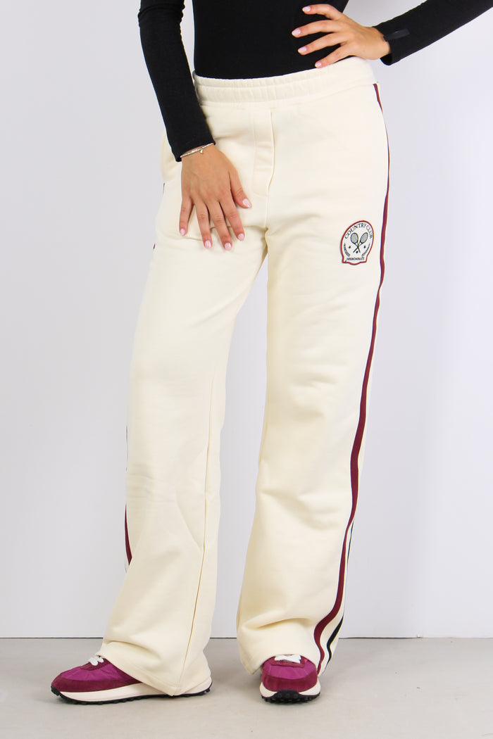 Pantalone Palazzo Banda Bianco Burro-5