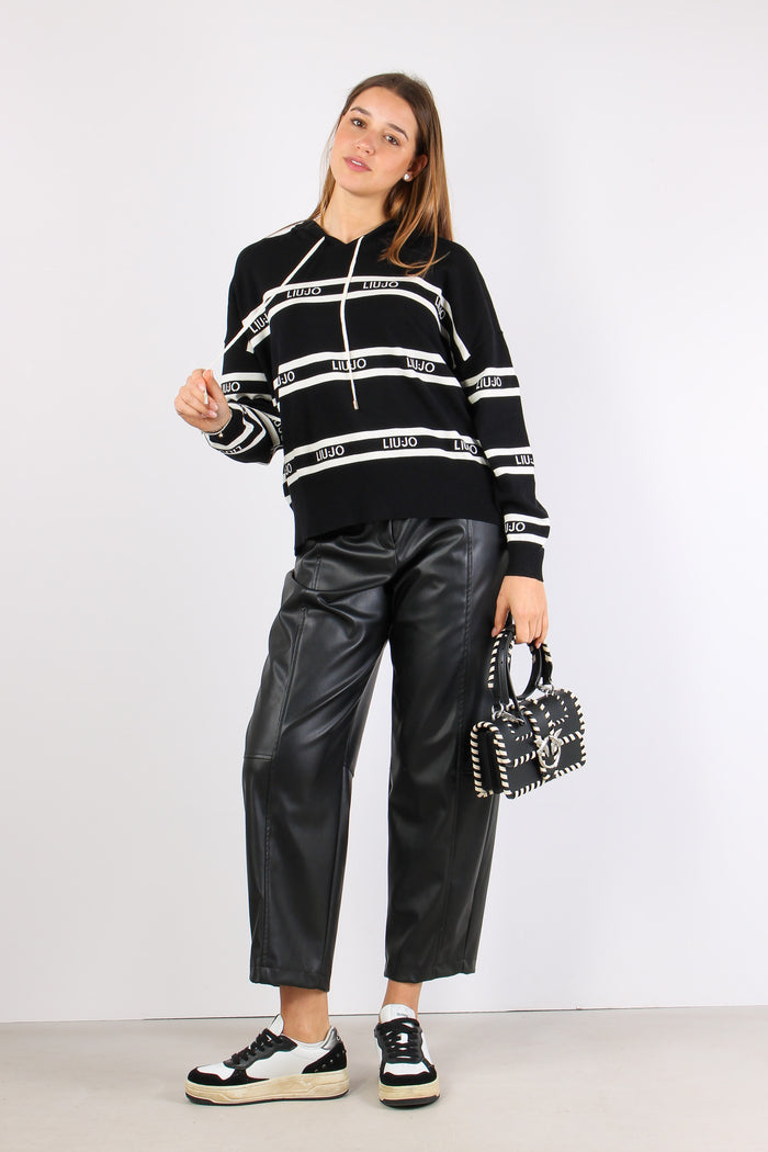 Maglia Cappuccio Riga Nero/bianco-5