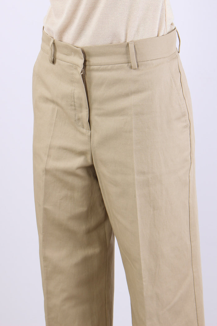 Zircone Pantalone Cropped Misto Lino Sabbia-7