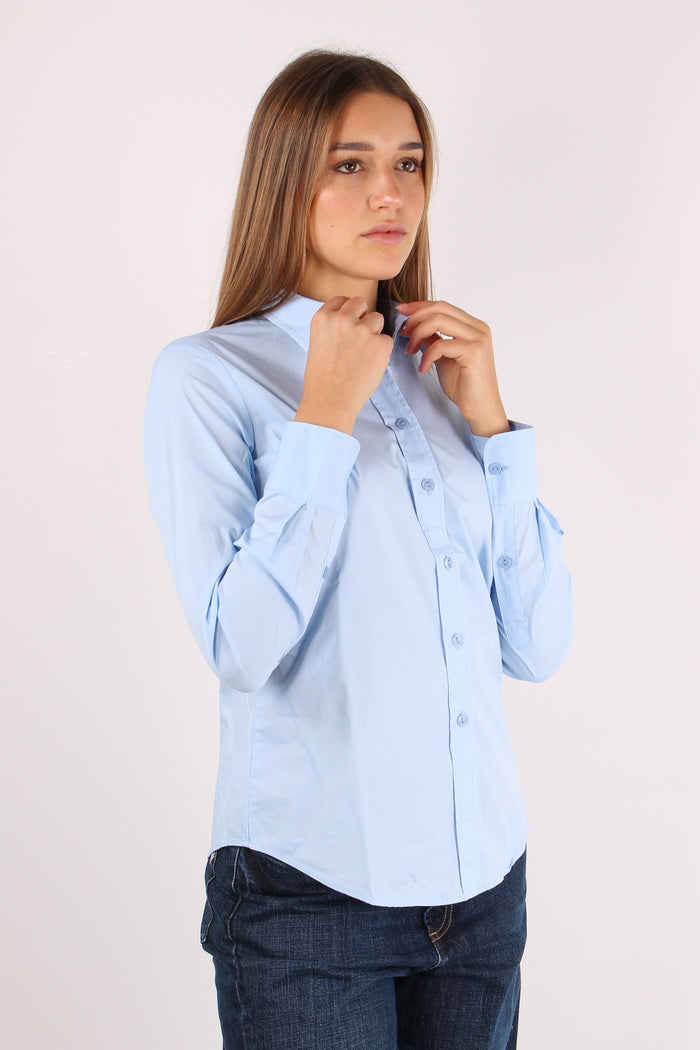 Camicia Slim Cotone Azzurro-3