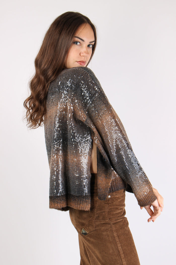 Maglia Riga Paillettes Brown Shaded-7