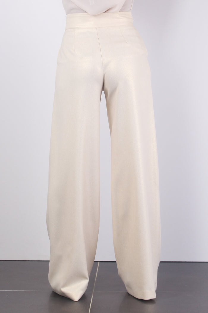 Pantalone Dritto Laminato Burro-3