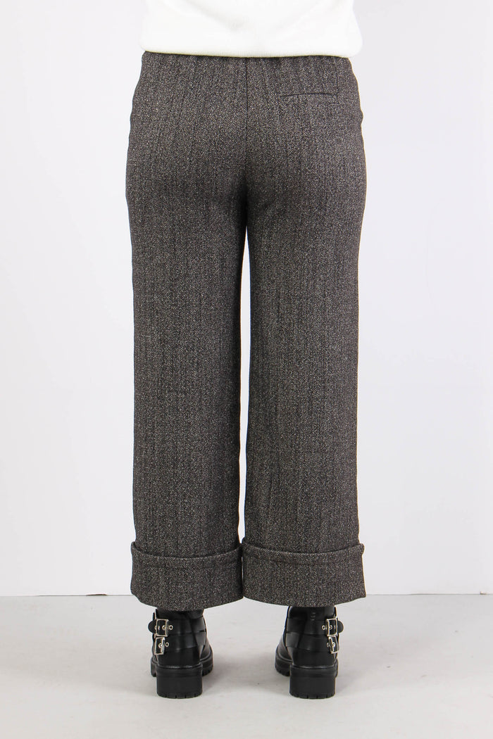 Pantalone Cropped Risvolto Nero-4
