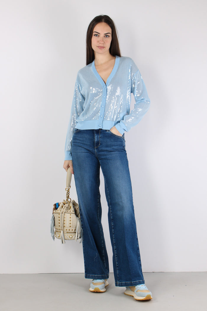 Cardigan Inserto Paillettes Blue Bell-5