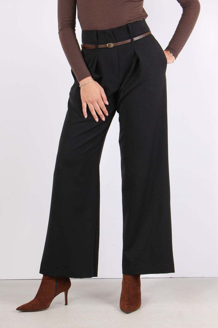 Pantalone Gamba Dritta Cintura Nero-2
