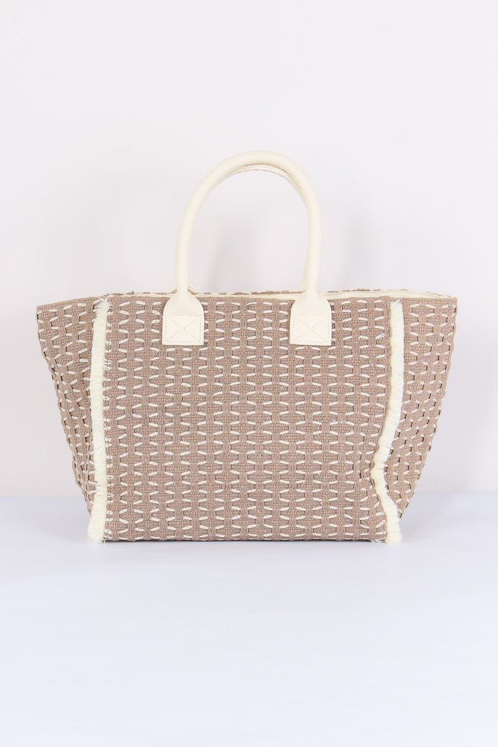 Shopping Intreccio Frange Beige-3