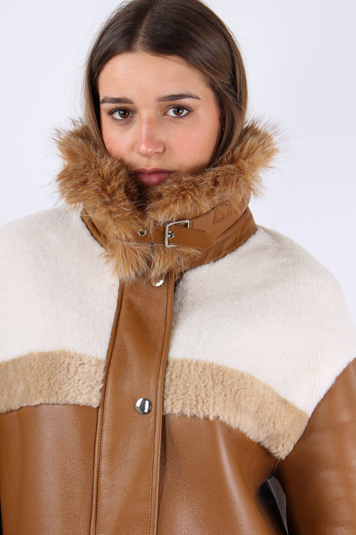 Montone Inserto Ecopelliccia Brown-10