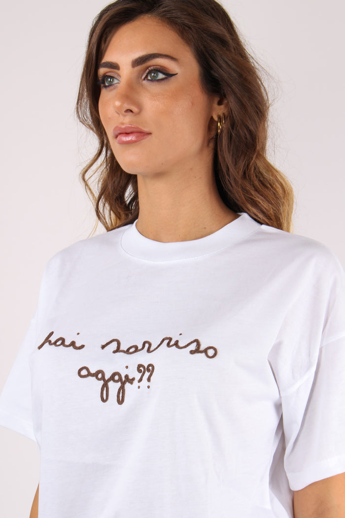 T-shirt Ricamo Hai Sorriso Ogg Bianco-8