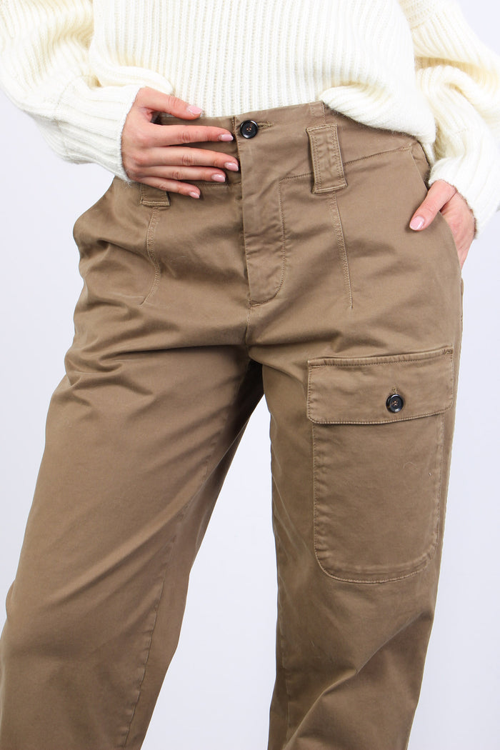 Globopantalone Cargo Gabardi Marrone Legno-8