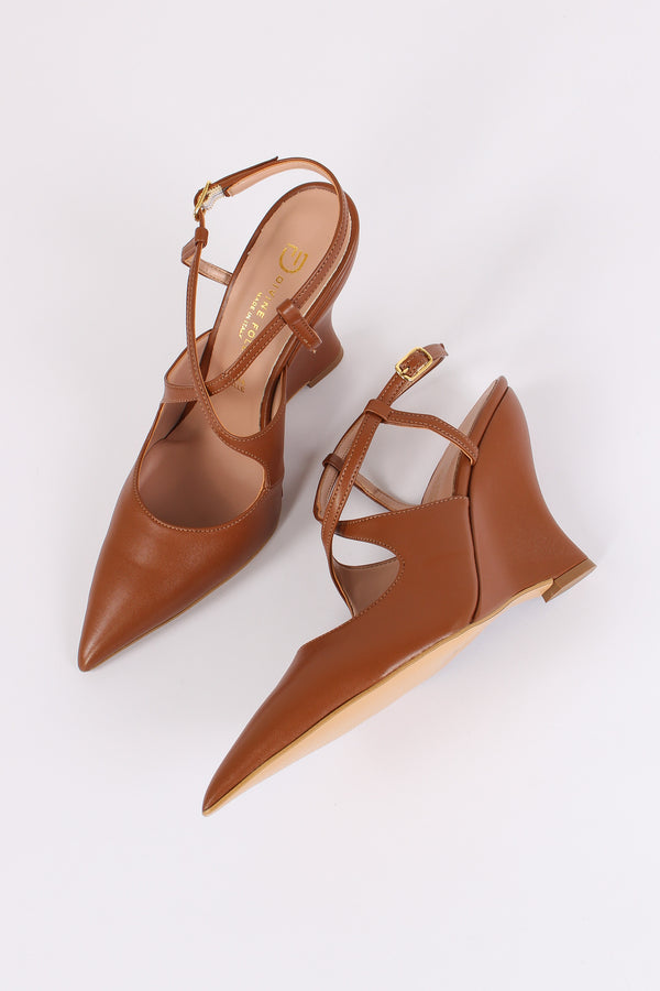 Slingback Zeppa Intreccio Cuoio-2