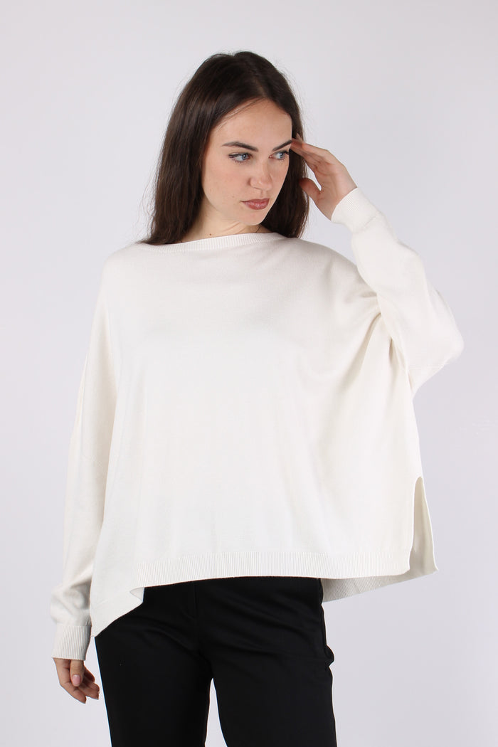 Maglia Girocollo Viscosa Off White-5