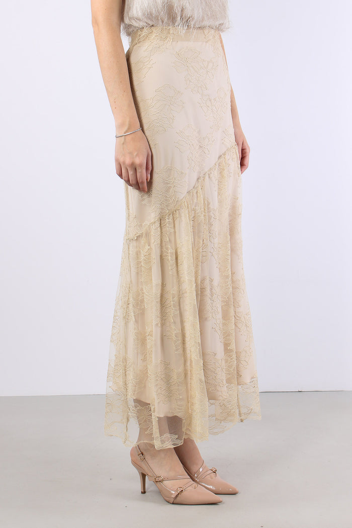 Gonna Lunga Pizzo Pieghe Ivory-6