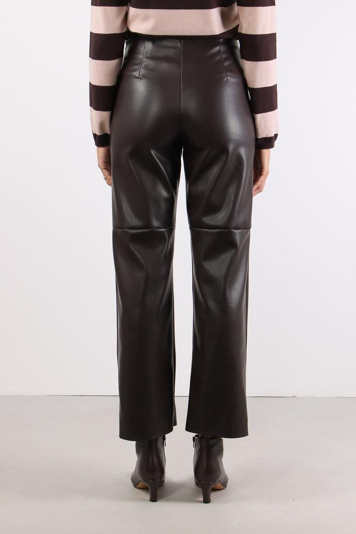 Pantalone Ecopelle Cuciture Moro-4