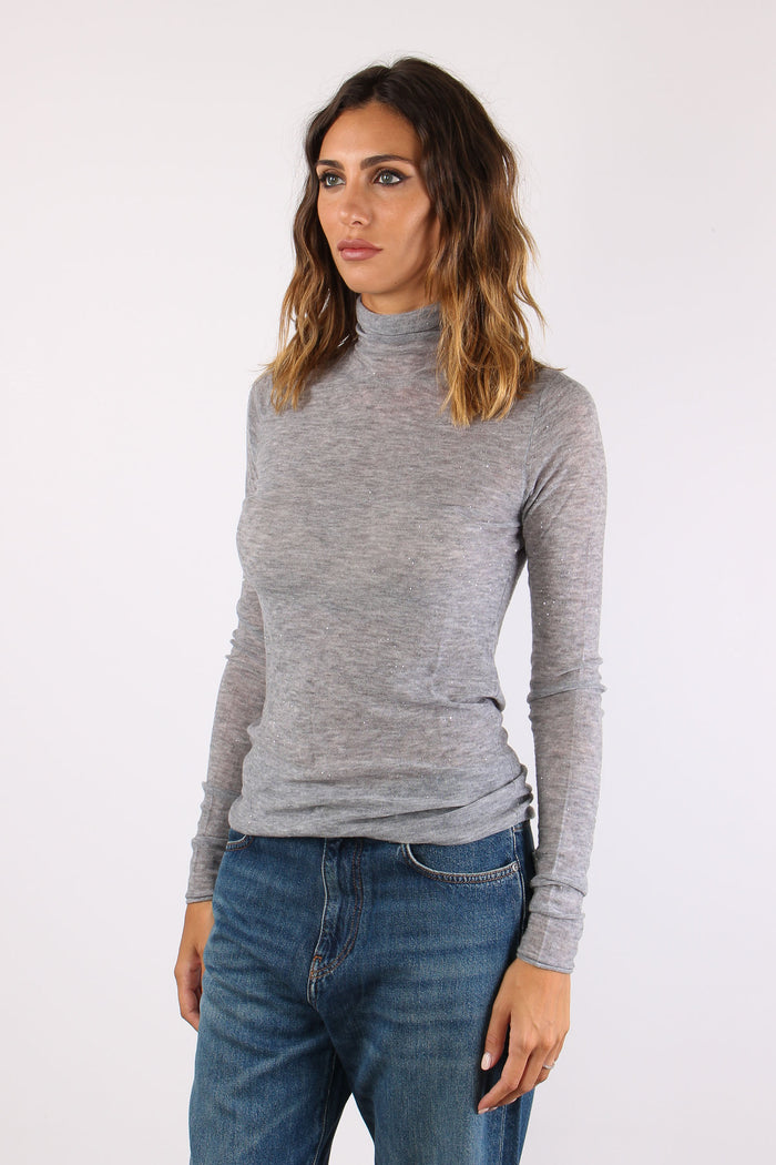 Moss Maglia Lana Paillettes Grigio Pioggerella-3