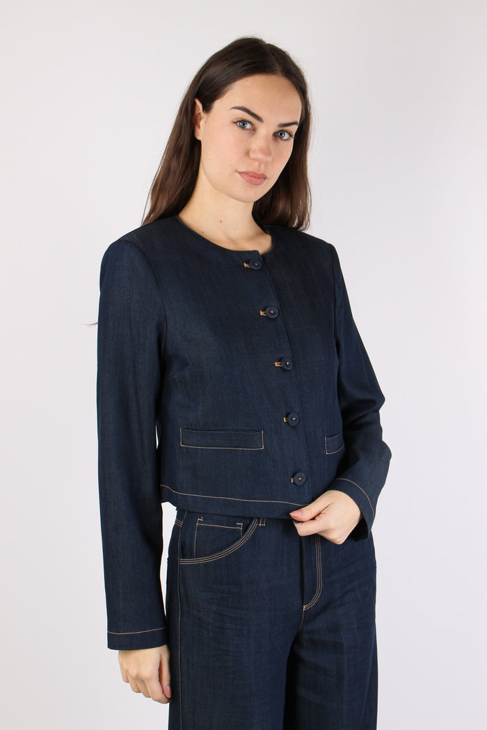 Giacca Chambry Bottoni Blu Denim-7