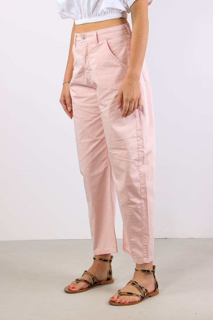 Pantalone Barrel Tessuto Legge Rosa-3
