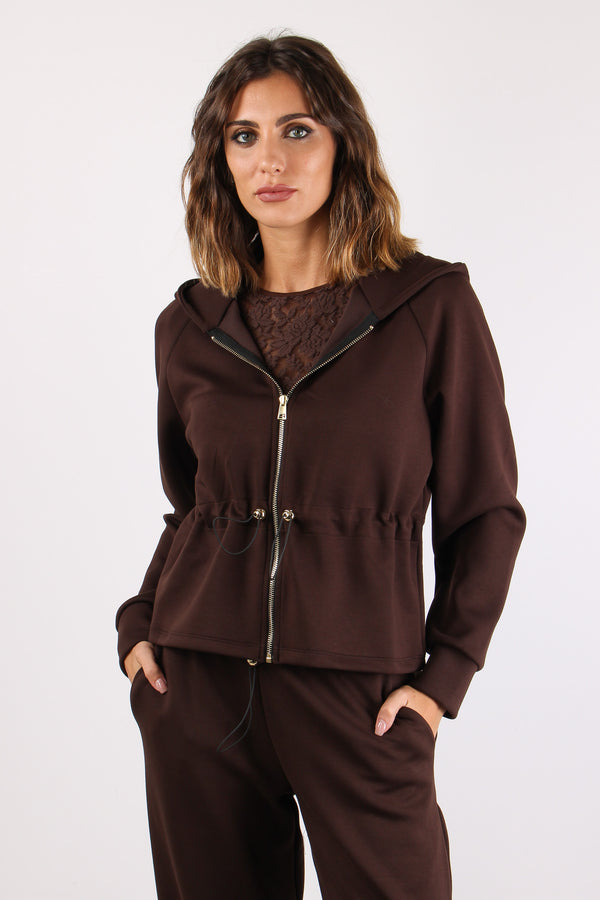 Felpa Zip Coulisse Modal Moro-2