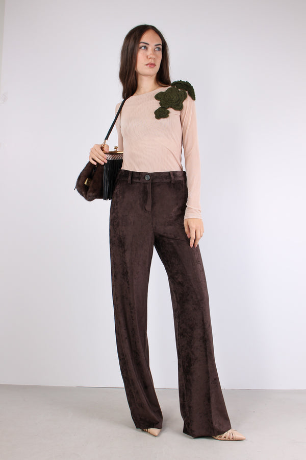 T-shirt Tulle Applicazione Ros Military/nude