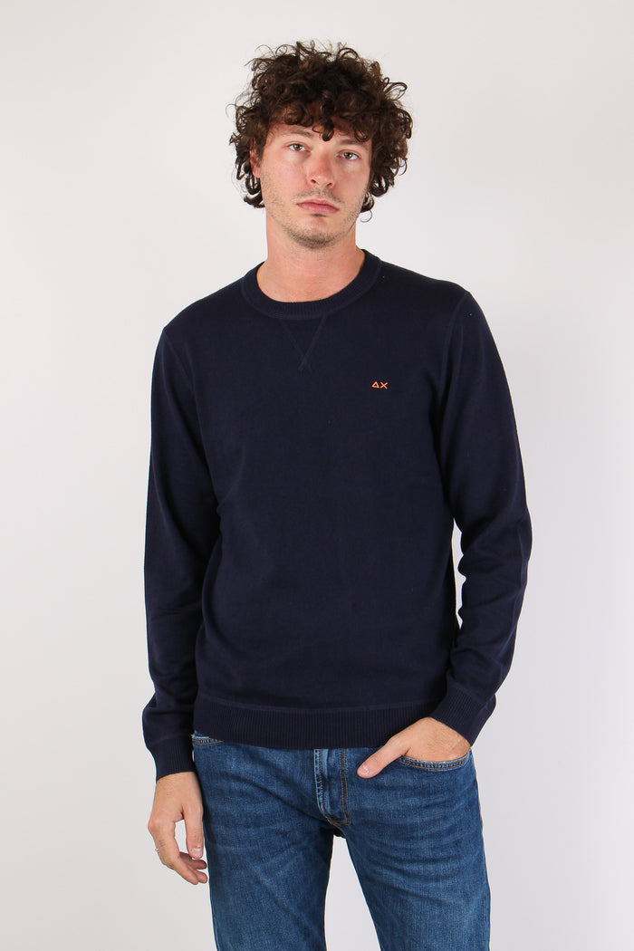 Maglia Girocollo Effetto Felpa Navy Blue