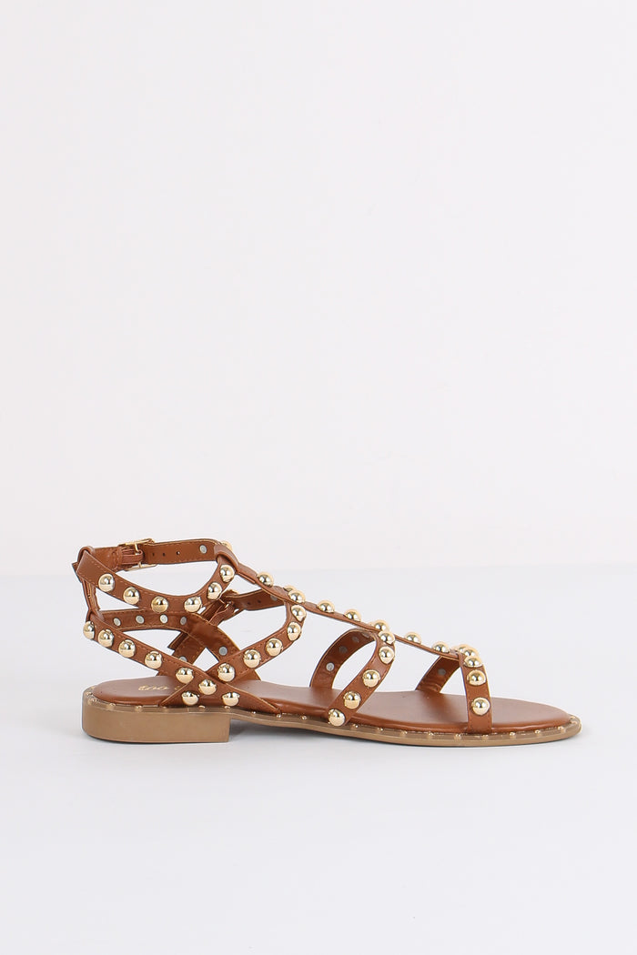 Sandalo Schiava Borchie Camel