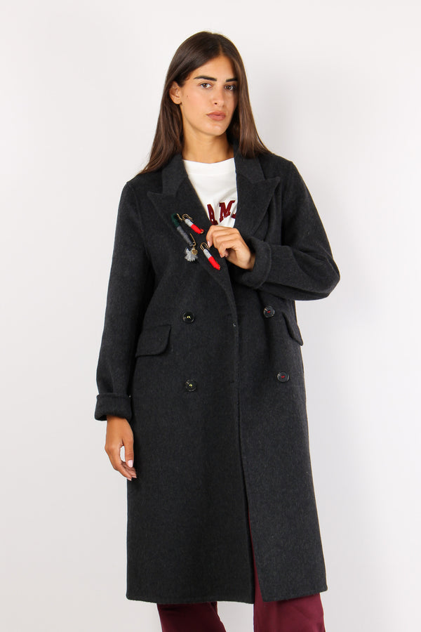Cappotto Lungo Inserto Spille Unica-2