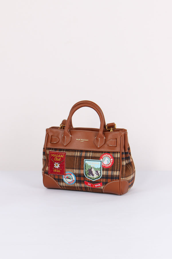 Mini Shopping Bimateriale Patch Tartan Orange-2