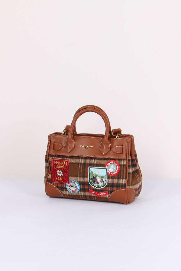 Mini Shopping Bimateriale Patch Tartan Orange-2