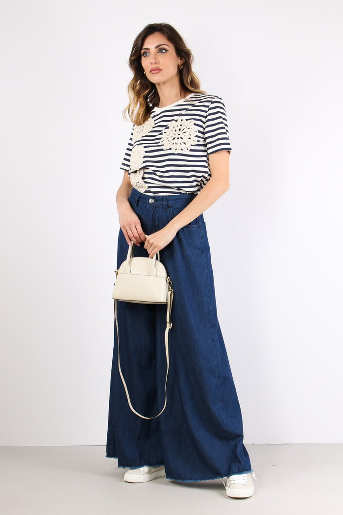Pantalone Palazzo 5 Tasche Cha Denim