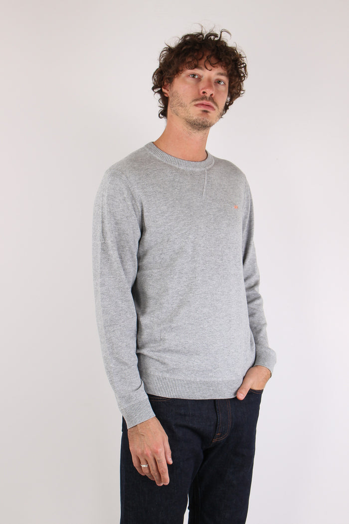 Maglia Girocollo Effetto Felpa Grigio-6
