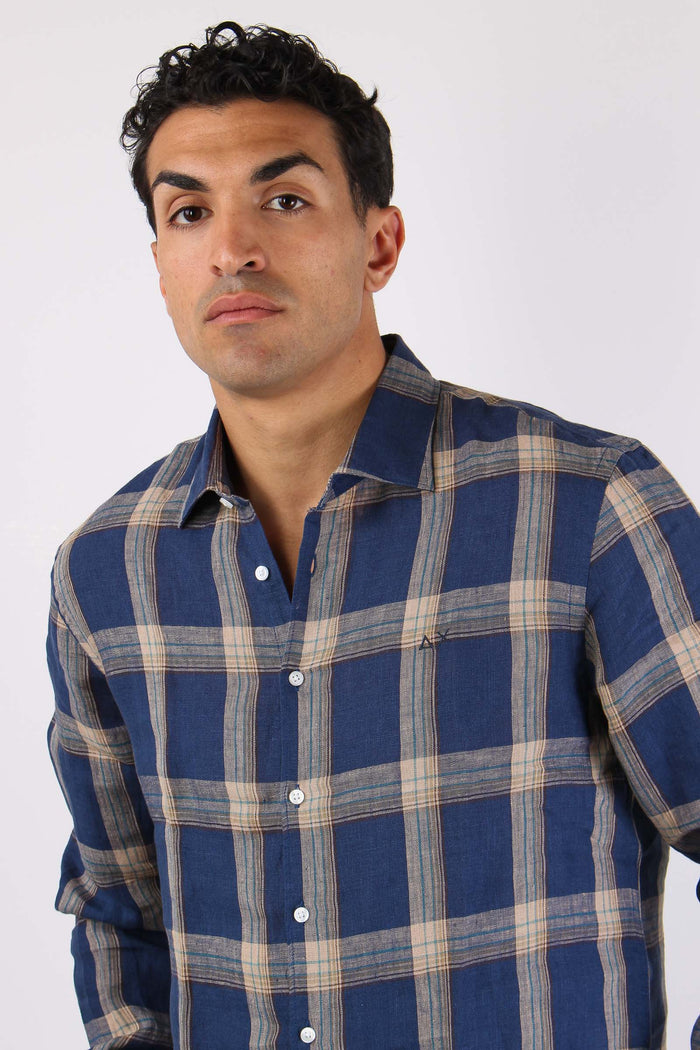 Camicia Madras Lino Navy-8