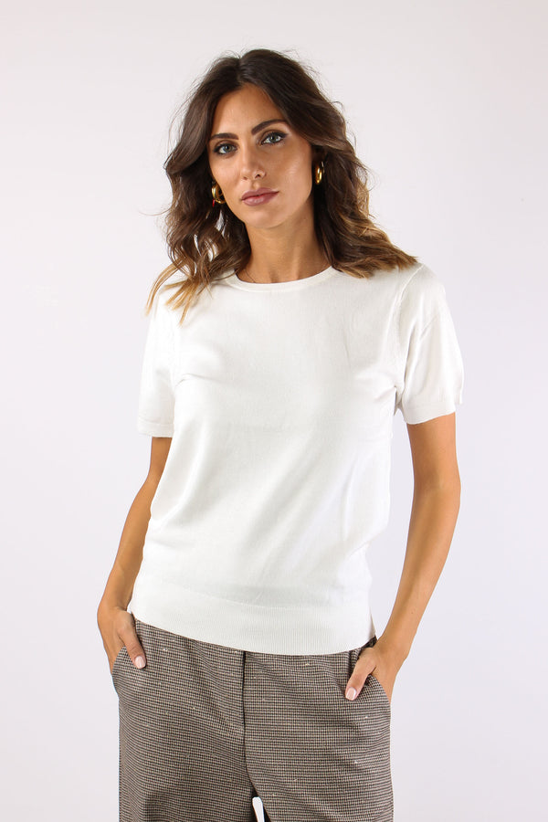 Maglia Girocollo M/m  Viscosa Latte-2