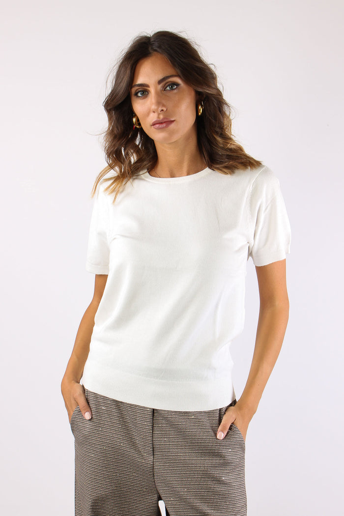 Maglia Girocollo M/m  Viscosa Latte-2