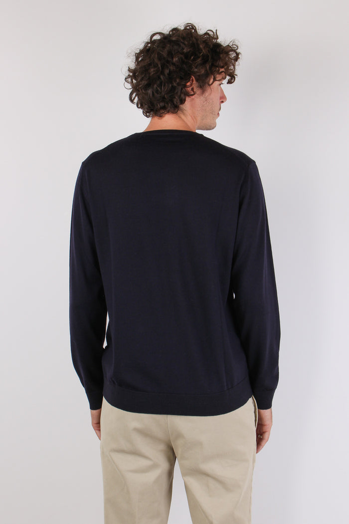 Maglia Girocollo Lana Merinos Blu-5
