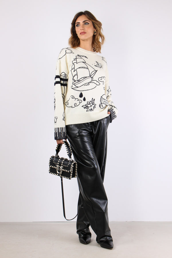 Andros Maglia Ricami Bianco/blu