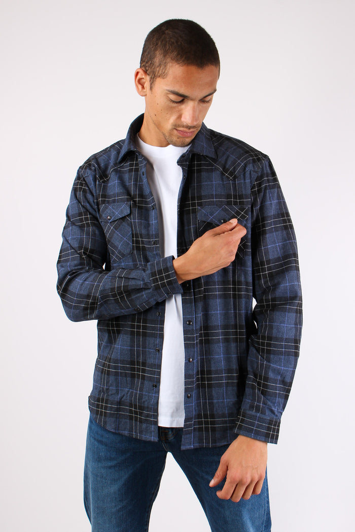 Camicia Scozzese Navy Blue-5