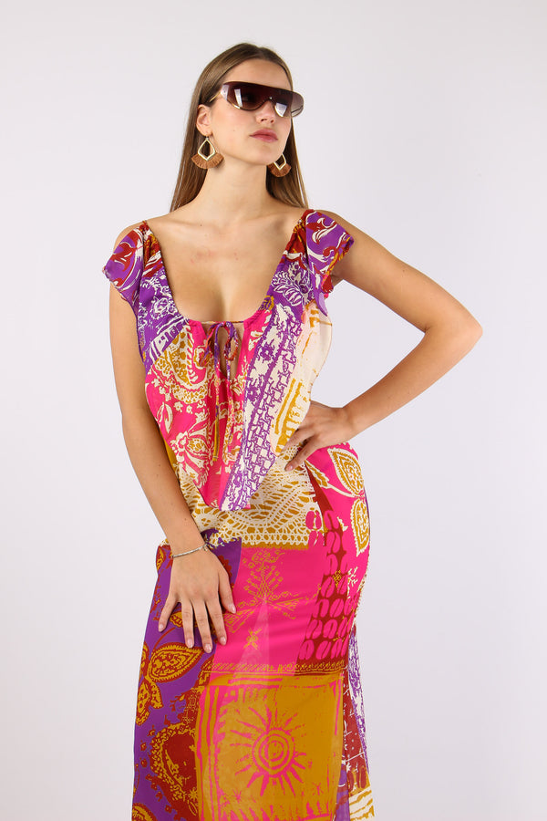 Abito Fantasia Multi Patch Fucsia/viola-2