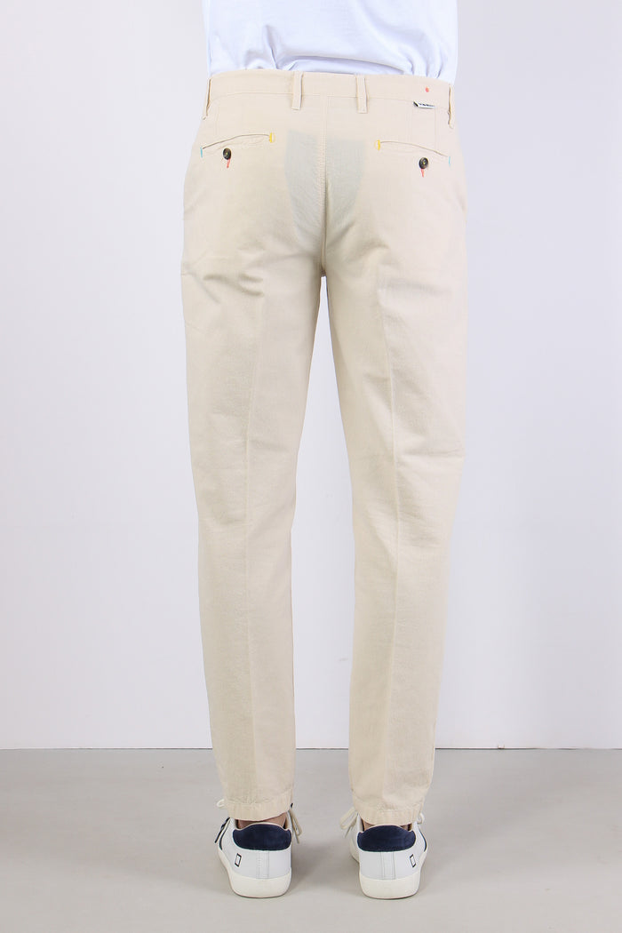 Pantalone Chino Misto Lino Panna-4