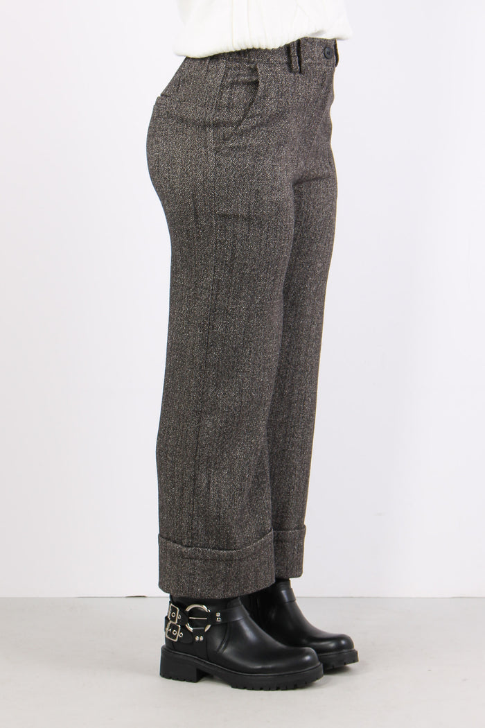 Pantalone Cropped Risvolto Nero-5