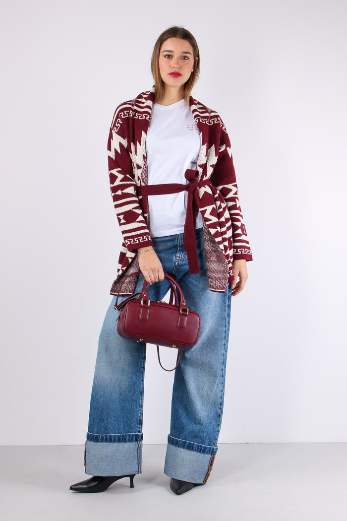 Cardigan Norvegese Panna/bordeaux-6