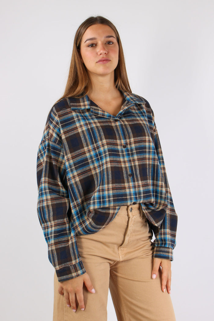 Camicia Quadri Stondata Turchese/moro-6