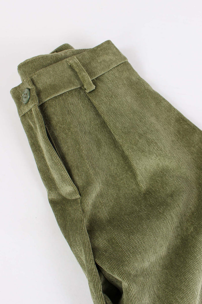 Pantalone Velluto Microriga Verde-4