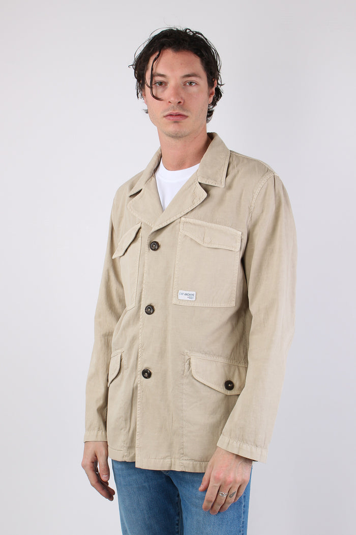 Feel Jacket Gabardina Bottoni Beige-7