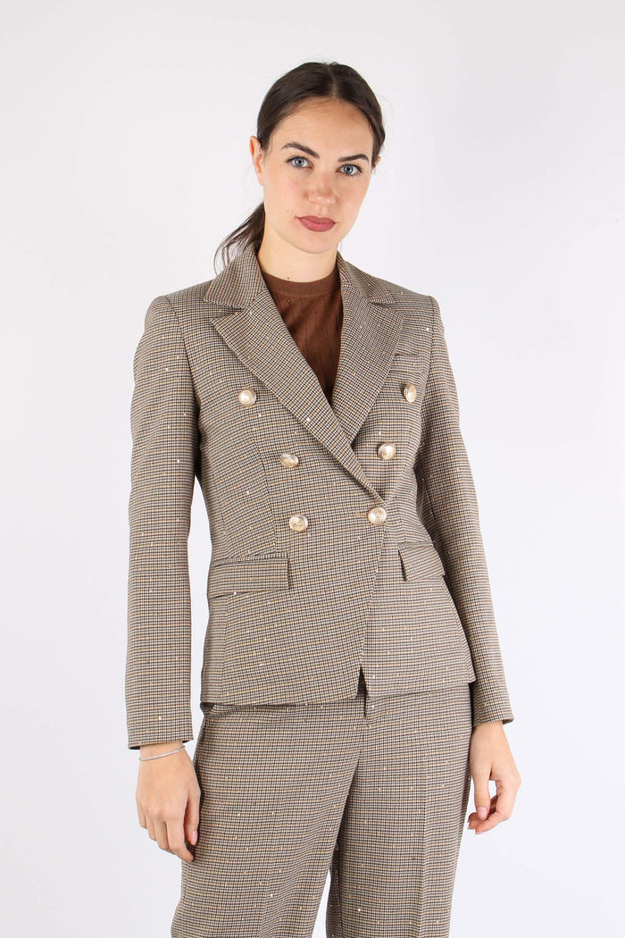 Belsa_pie Giacca Pied De Poule Biscuit-3