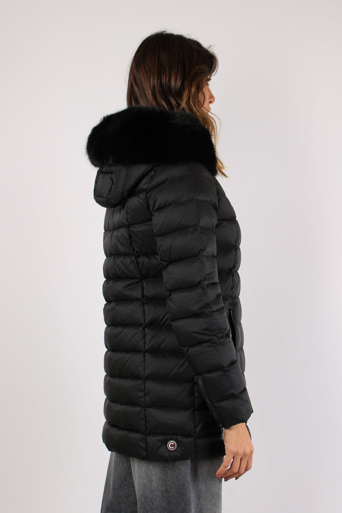Piumino Svasato Ecopelliccia Nero-6