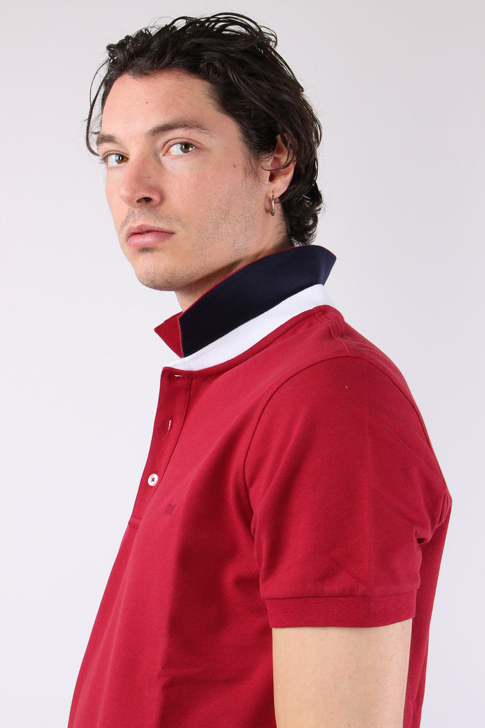 Polo Colletto Contrasto Rosso-7