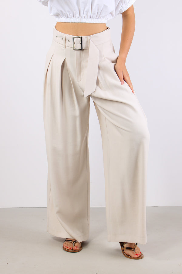 Pantalone Multi Pences Cintura Sabbia-2