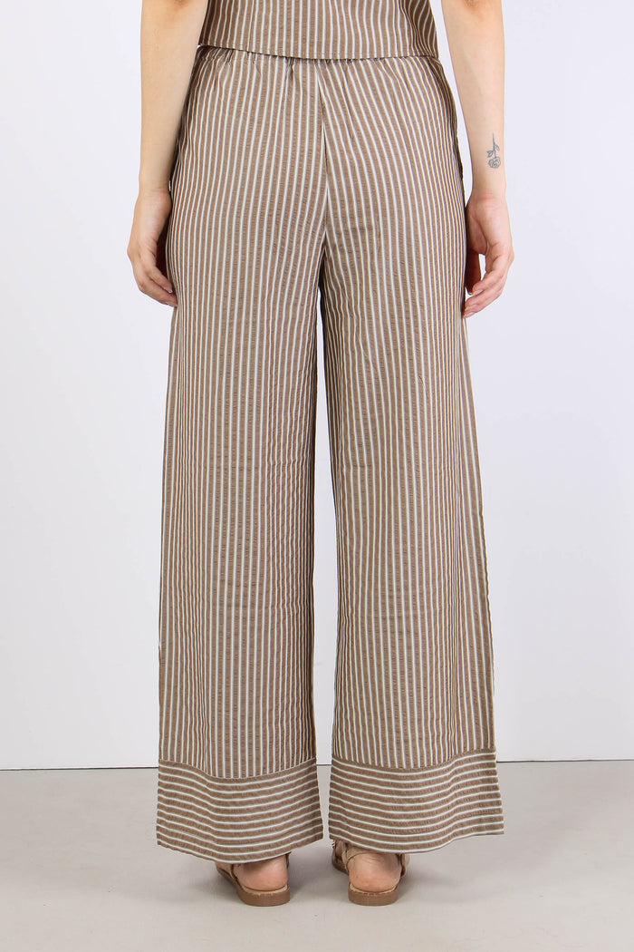 Pantalone Palazzo Riga Caffe/bianco-4
